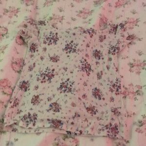 white lettuce shirt with flower designs